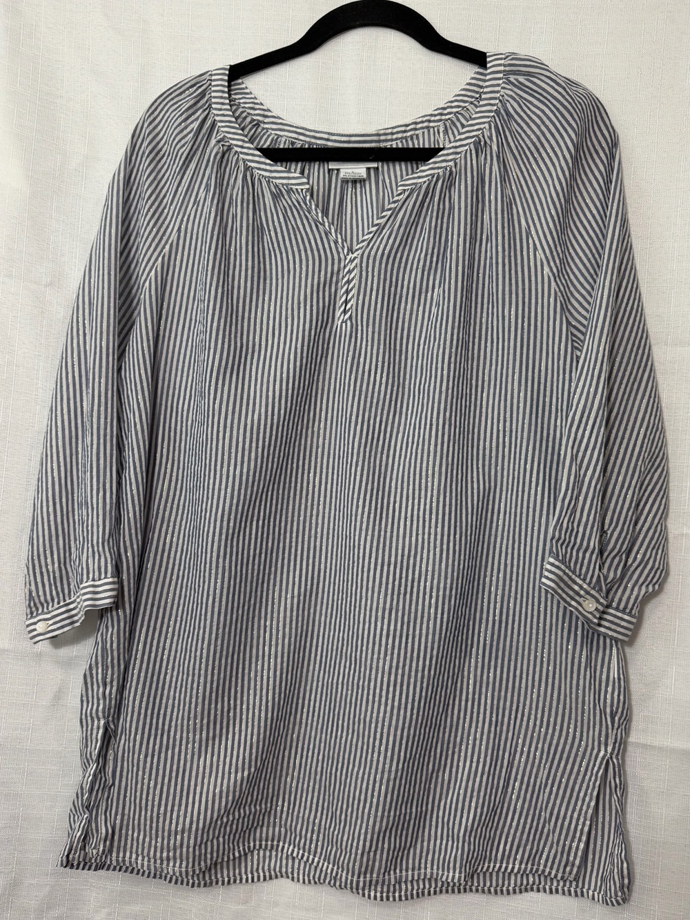 Liz Claiborne Navy and White Striped Tunic Top